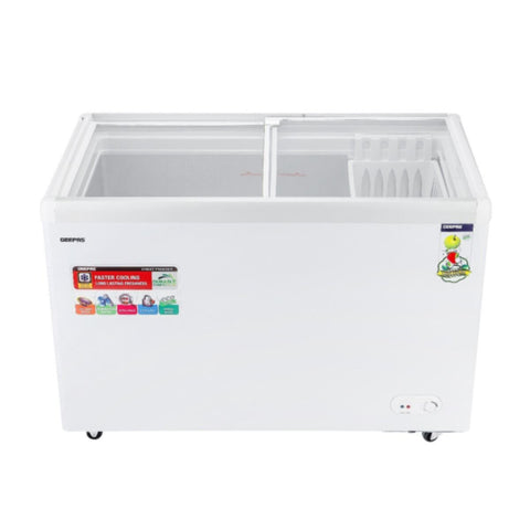 GEEPAS | Chest Showcase Freezer Storage 425Ltrs Convertible Freezer and Fridge Function | GCF4220SG
