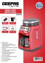 GEEPAS | Grinder & Drip Coffee Maker 0.6Ltr 4 Cups | GCM41512