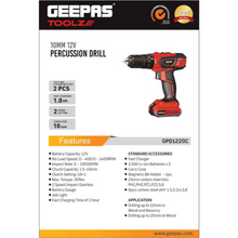 GEEPAS | 12V Lithium Hammer Drill | GPD1220C