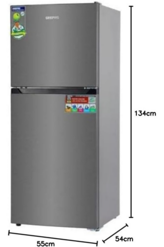 GEEPAS | 250L Gross Capacity Double Door Total No-Frost Refrigerator Net capacity 180L, Multi-Airflow with Faster and Deep Cooling| GRF2522SXN