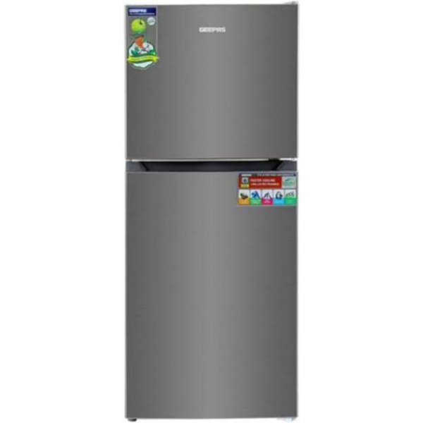 GEEPAS | 250L Gross Capacity Double Door Total No-Frost Refrigerator Net capacity 180L, Multi-Airflow with Faster and Deep Cooling| GRF2522SXN