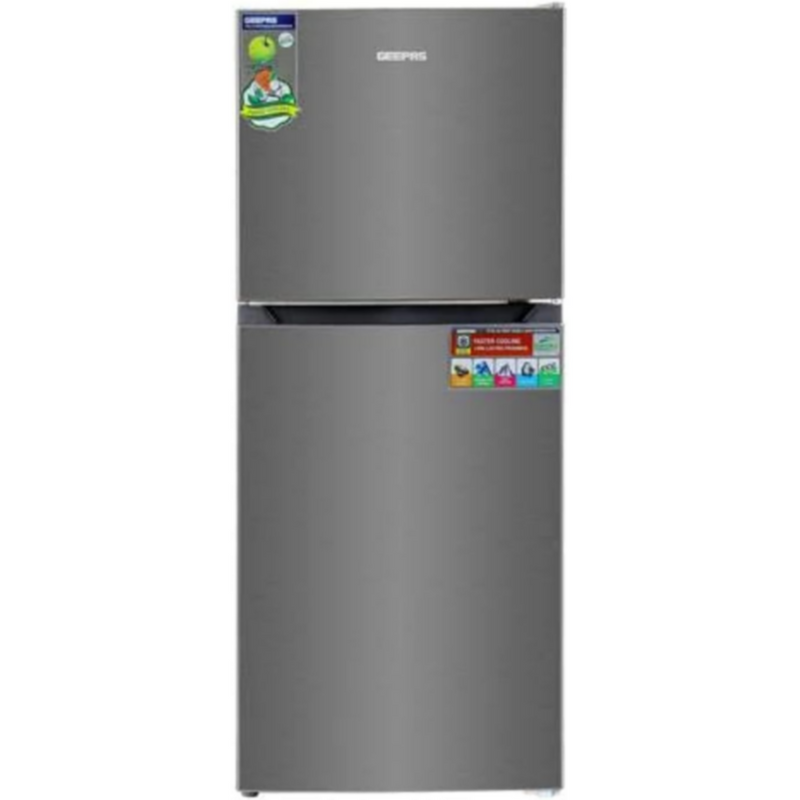 GEEPAS | 250L Gross Capacity Double Door Total No-Frost Refrigerator Net capacity 180L, Multi-Airflow with Faster and Deep Cooling| GRF2522SXN