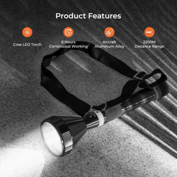 GEEPAS | 2500mAh Rechargeable LED Flashlight 2000 Meter Distance Portable | GFL51074