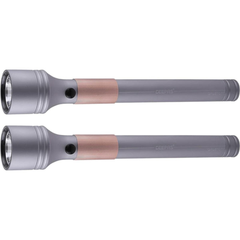 GEEPAS | 2 Pcs Rechargeable Water Proof Led Flashlight 3000 Mah Super Bright Light | GFL51077