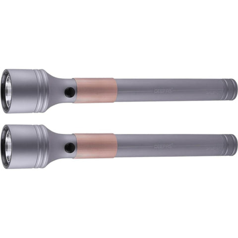 GEEPAS | 2 Pcs Rechargeable Water Proof Led Flashlight 3000 Mah Super Bright Light | GFL51077