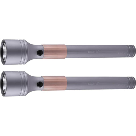 GEEPAS | 2 Pcs Rechargeable Water Proof Led Flashlight 3000 Mah Super Bright Light | GFL51077