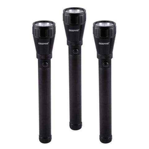 GEEPAS | 3 Pcs Rechargeable LED Flashlight, Waterproof Body | GFL51076