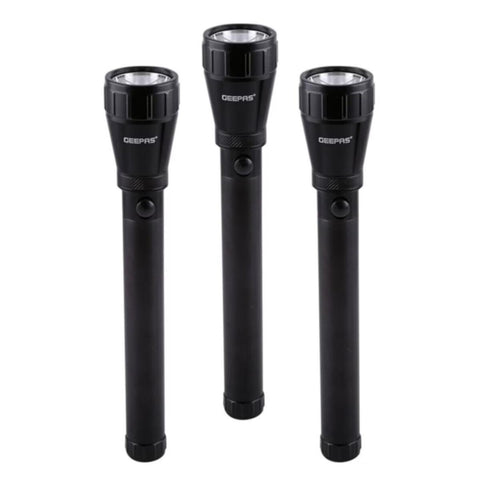 GEEPAS | 3 Pcs Rechargeable LED Flashlight, Waterproof Body | GFL51076