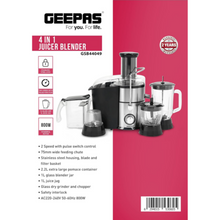 GEEPAS | 4 In 1 Juicer Blender 800W Powerful Motor | GSB44049