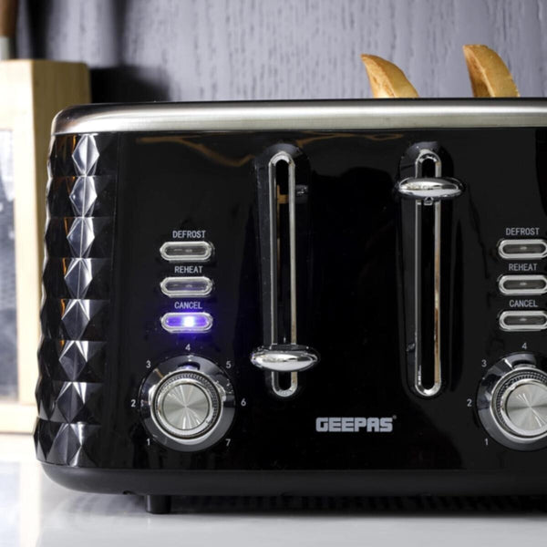 GEEPAS | 4 Slice Bread Toaster Adjustable 7 Browning Control 4 Slice Pop Up | GBT36537