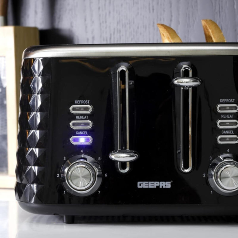 GEEPAS | 4 Slice Bread Toaster Adjustable 7 Browning Control 4 Slice Pop Up | GBT36537