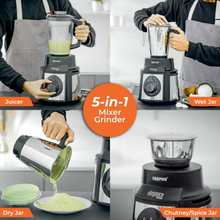 GEEPAS | 5 in 1 Mixer Grinder 1000W With Stainless Steel Jars | GSB5457