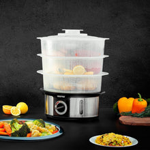 GEEPAS | Food Steamer 12L Capacity 3 Tiers BPA Free Removable | GFS63025UK