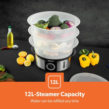 GEEPAS | Food Steamer 12L Capacity 3 Tiers BPA Free Removable | GFS63025UK