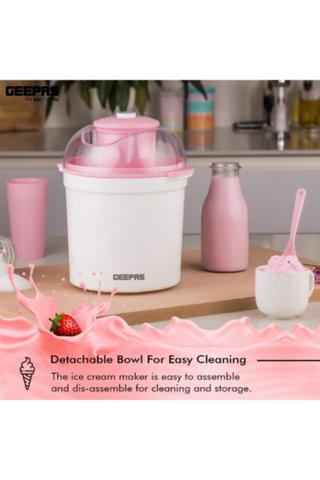 GEEPAS | Ice Cream Maker Machine 1.7 Liters Aluminum Removable Inner Bowl | GIM63027UK