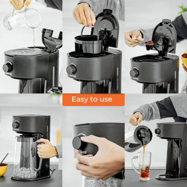 GEEPAS | Ice Tea Coffee Maker with Permanent Nylon Filter 700W | GCM41516