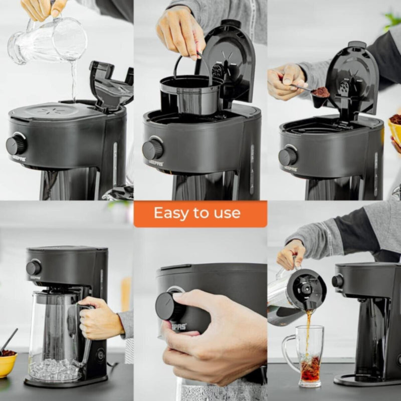 GEEPAS | Ice Tea Coffee Maker with Permanent Nylon Filter 700W | GCM41516