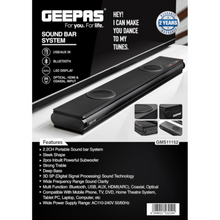 GEEPAS | Portable Sound bar System 2.2ch 2 Inbuilt Sub Woofer | GMS11152