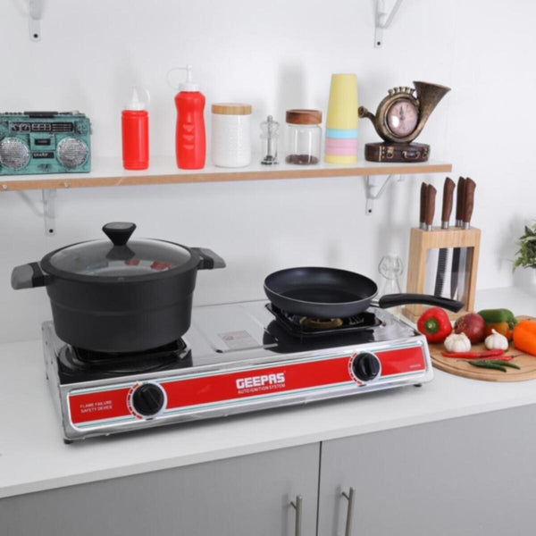 GEEPAS | Stainless Steel 2-Burner Gas Hob Burner | GK6898