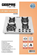 GEEPAS | Stainless Steel 2 in 1 Built-In Gas Hob Burners | GGC31026
