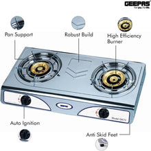 GEEPAS | Stainless Steel Gas Stove 2 Burner Hob | GK73-BS