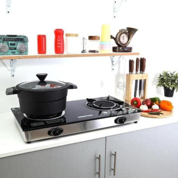 GEEPAS | Tempered Glass Doble Burner Gas Cooker | GK6865