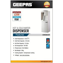 GEEPAS | Water Dispenser Hot & Cold Stainless Steel Tank 2.8 Litres Capacity | GWD8359
