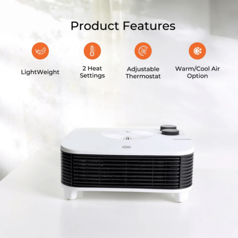 GEEPAS | Flat Fan Heater Adjustable Thermostat 2000W | GFH28539UK