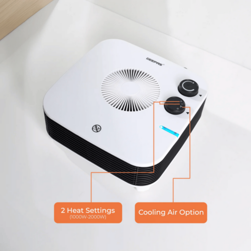 GEEPAS | Flat Fan Heater Adjustable Thermostat 2000W | GFH28539UK