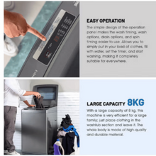 GEEPAS | 8KG Fully Auto Top Load Washing Machine | GFWM8823SX