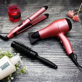 GEEPAS | 4-in-1 Hair Dryer 2-in-1 Hair Straightener & Curler with Round Brush & EVA Carry Bag | GHF86054