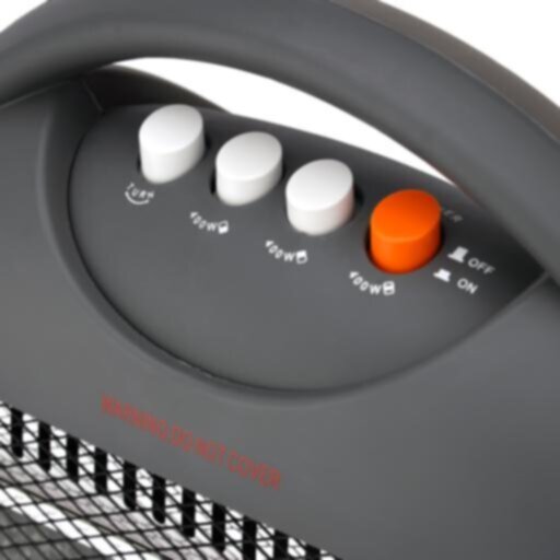 GEEPAS | Halogen Heater with 3 Heating Power 400/800/1200W Black-Grey | GHH9107