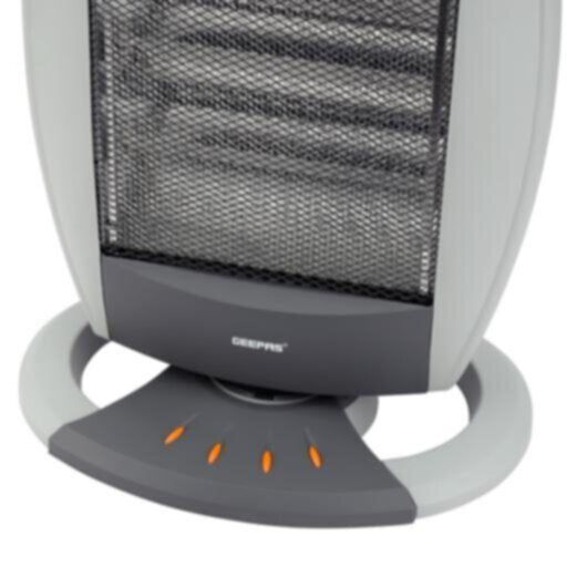 GEEPAS | Halogen Heater with 3 Heating Power 400/800/1200W Black-Grey | GHH9107