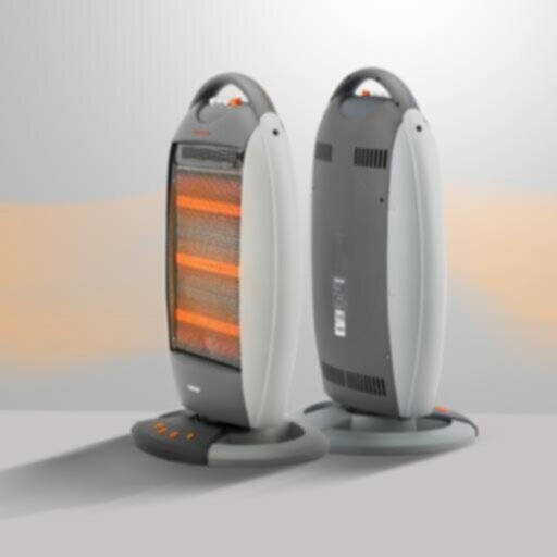 GEEPAS | Halogen Heater with 3 Heating Power 400/800/1200W Black-Grey | GHH9107