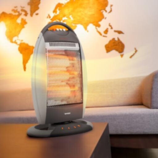 GEEPAS | Halogen Heater with 3 Heating Power 400/800/1200W Black-Grey | GHH9107