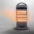 GEEPAS | Halogen Heater with 3 Heating Power 400/800/1200W Black-Grey | GHH9107