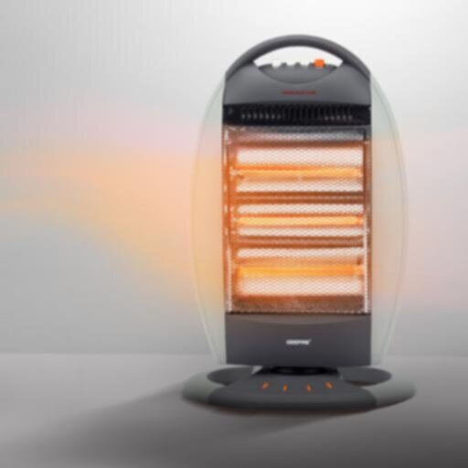GEEPAS | Halogen Heater with 3 Heating Power 400/800/1200W Black-Grey | GHH9107