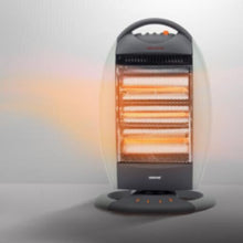 GEEPAS | Halogen Heater with 3 Heating Power 400/800/1200W Black-Grey | GHH9107