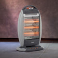 GEEPAS | Halogen Heater with 3 Heating Power 400/800/1200W Black-Grey | GHH9107
