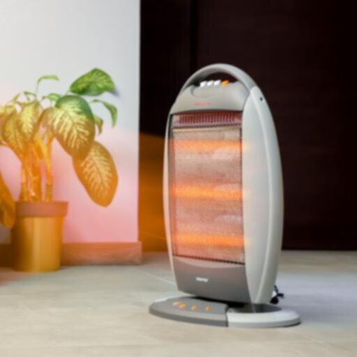 GEEPAS | Halogen Heater with 3 Heating Power 400/800/1200W Black-Grey | GHH9107
