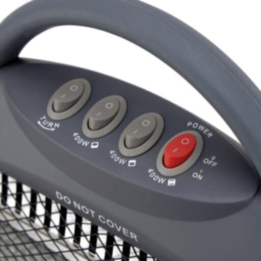 GEEPAS | Halogen Heater with 3 Heat Power 400/800/1200W Grey | GHH9112