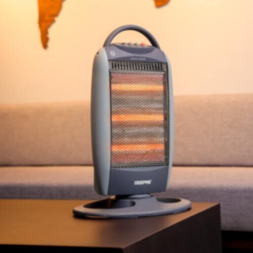 GEEPAS | Halogen Heater with 3 Heat Power 400/800/1200W Grey | GHH9112