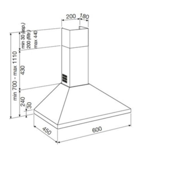 GLEM GAS | Wall Cooker Hood 60 Cm Stainless Steel | GHP640IX