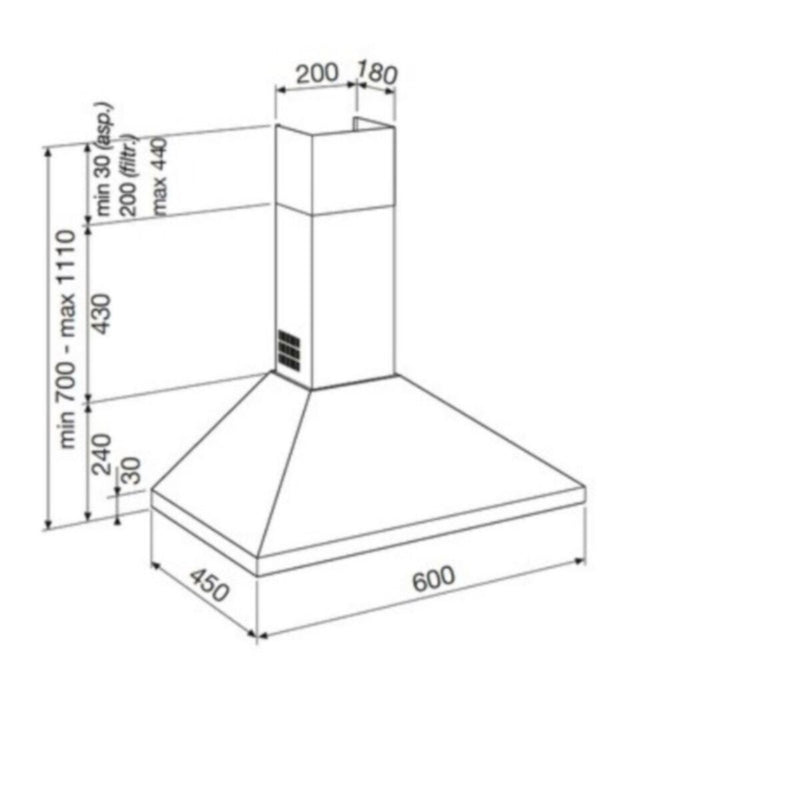GLEM GAS | Wall Cooker Hood 60 Cm Stainless Steel | GHP640IX