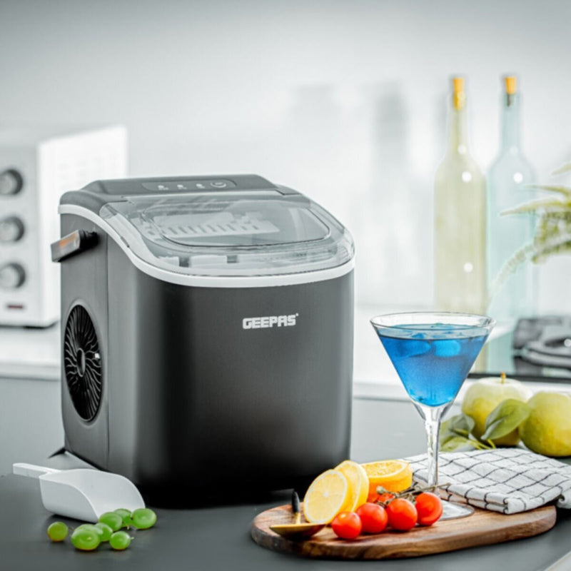 GEEPAS | Portable Automatic Ice Maker 1.2 L Water Container , 0.6 KG Ice Container | GIM63053UK