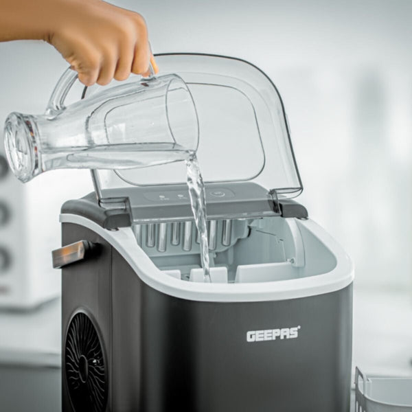 GEEPAS | Portable Automatic Ice Maker 1.2 L Water Container , 0.6 KG Ice Container | GIM63053UK