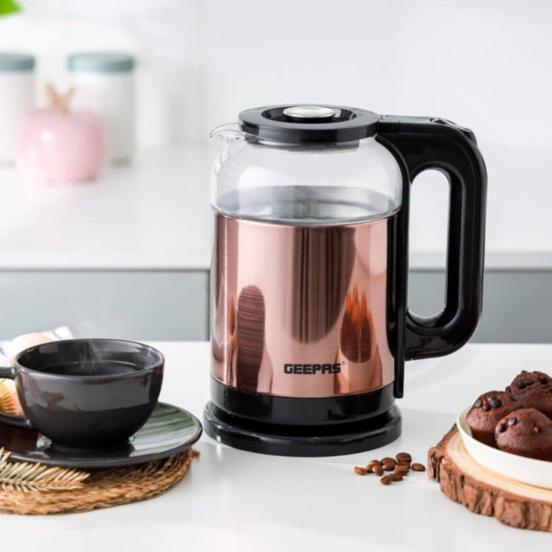 GEEPAS | 1.7L Double Layer Electric Glass Kettle | GK38063