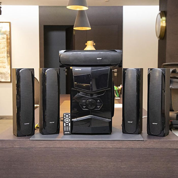 GEEPAS | 5.1 Channel Multimedia Speaker System With Remote Control- FM Radio Black | GMS8578