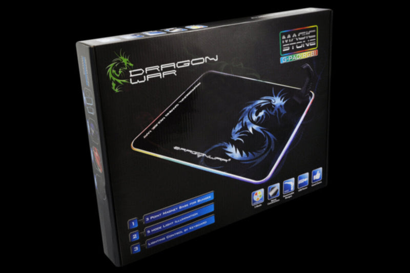 DRAGONWAR | Gaming Mouse Pad Magic Stono RGB Metal With Bungee 360x260x4mm Black | GP-007