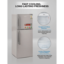 GEEPAS | 200Ltrs Double Door Refrigerator Defrost Silver | GRF2209SXE